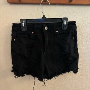 S.O.N.G curvy high rise black denim shorts